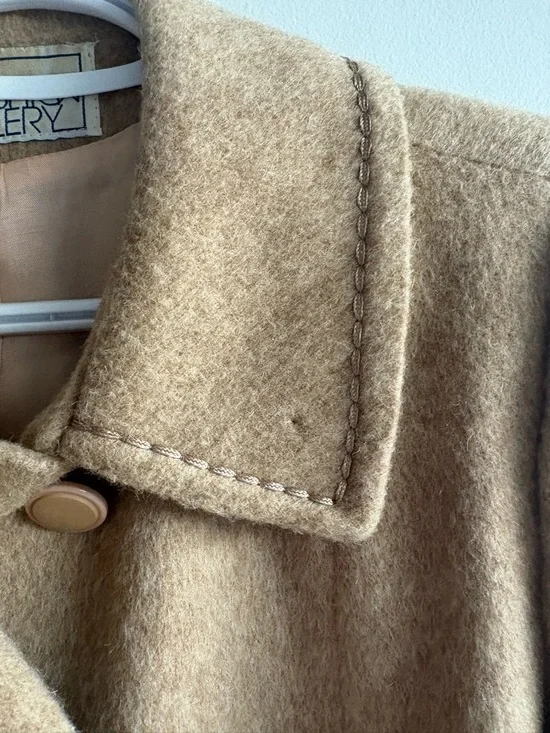 Vintage Fashion Gallery Wool Coat Camel Brown Size 14 Petite Made in Canada - Picture 7 of 9